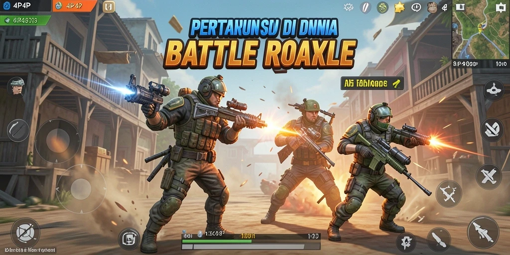 Tangkapan layar 4P4P menampilkan aksi seru dari pertempuran Battle Royale.