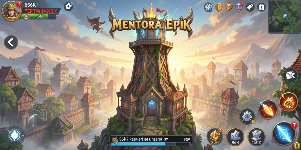 Screenshot gameplay Tower Defense yang mendebarkan.