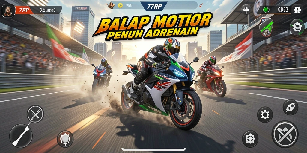 Gameplay seru balapan motor di 77RP dengan trek yang mendebarkan.