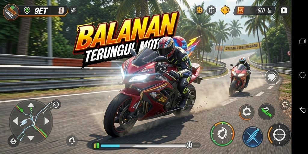 Gameplay seru balapan motor di 9ET dengan kecepatan tinggi.