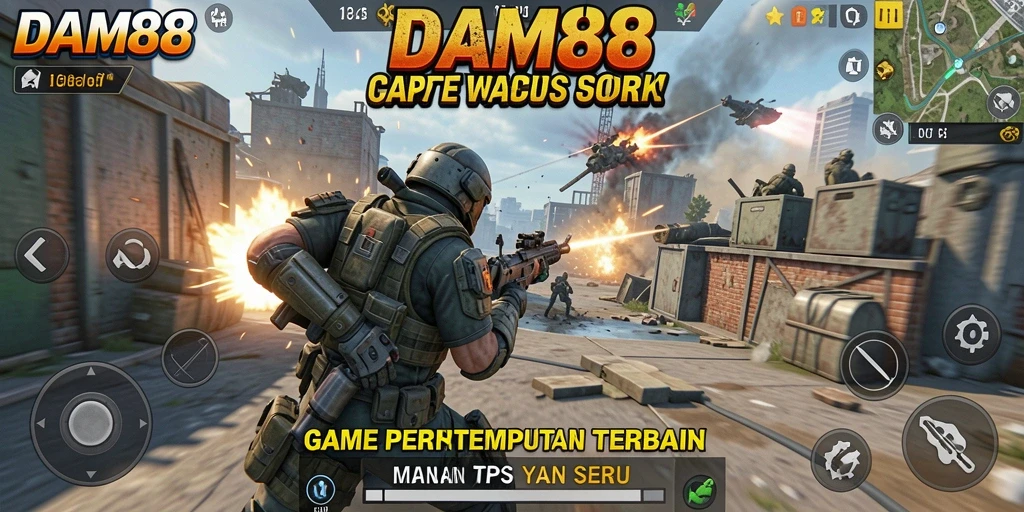 Tangkapan layar permainan DAM88 yang menunjukkan aksi pertempuran seru dalam TPS.
