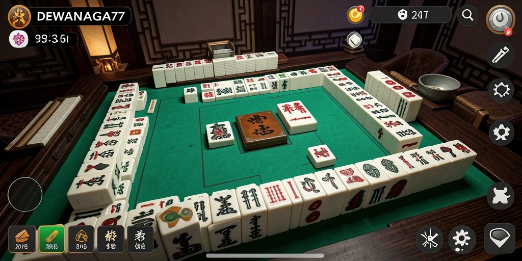 Screenshot gameplay DEWANAGA77 menampilkan suasana permainan Mahjong yang menawan.
