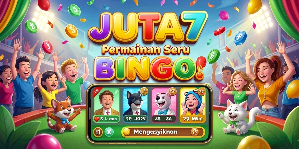 Tampilan gameplay JUTA7 yang penuh warna dan seru.