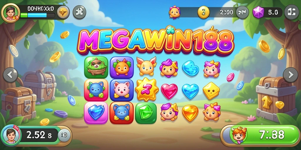 Tampilan menarik dari gameplay MEGAWIN188 match-3 yang seru.