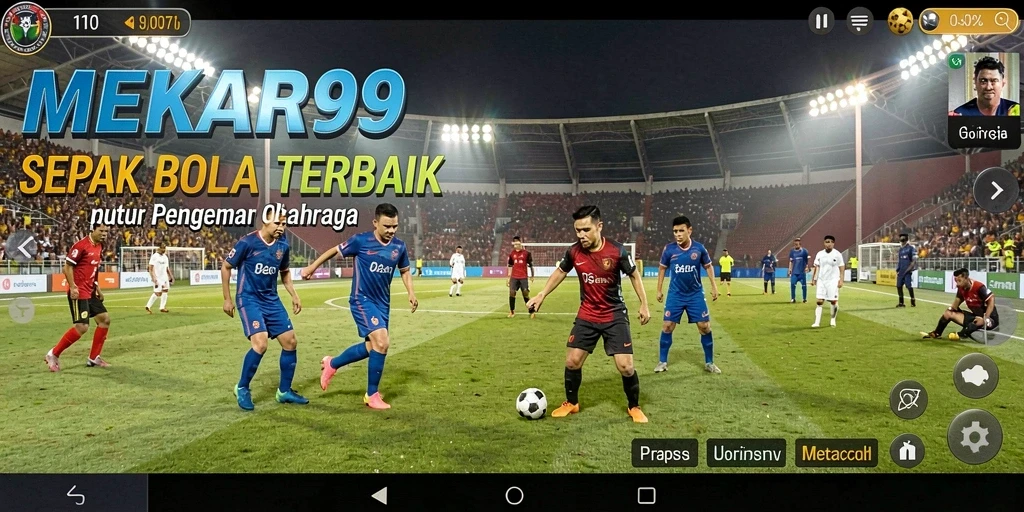 Tampilan gameplay MEKAR99 dalam pertandingan sepak bola yang mendebarkan.