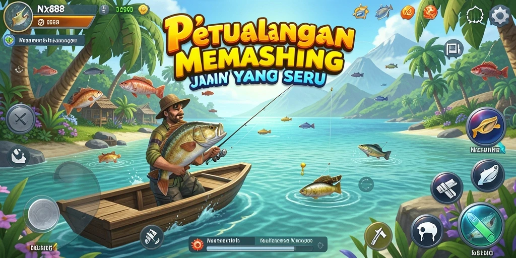 Tampilan menarik dari gameplay NX888 saat memancing di lautan.
