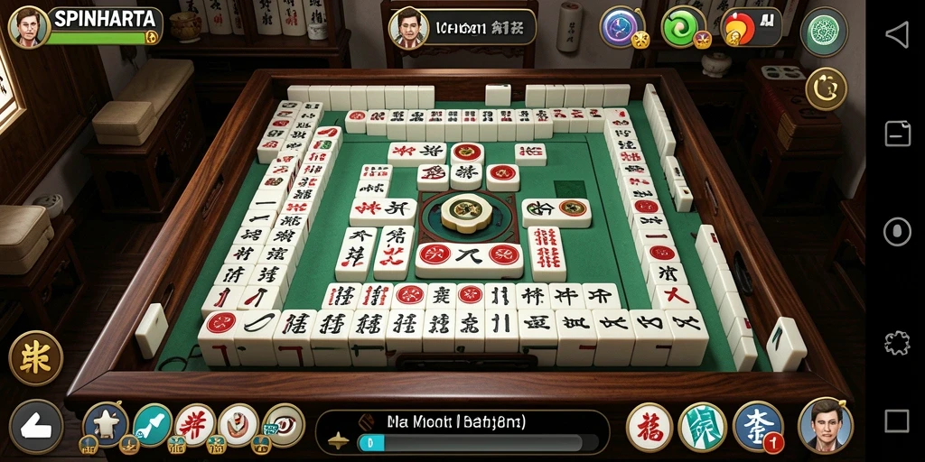 Tangkapan layar SPINHARTA menampilkan gameplay Mahjong yang mendebarkan.