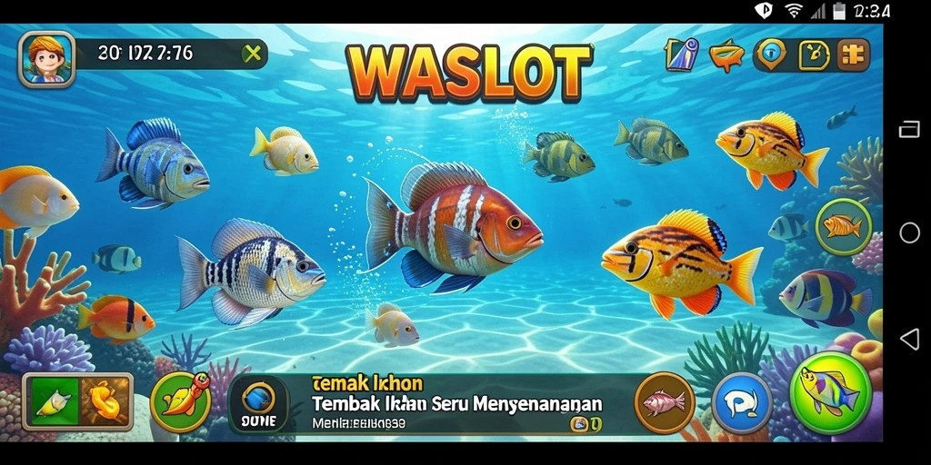 Screenshot gameplay WASLOT menunjukkan aksi menembak ikan yang seru.