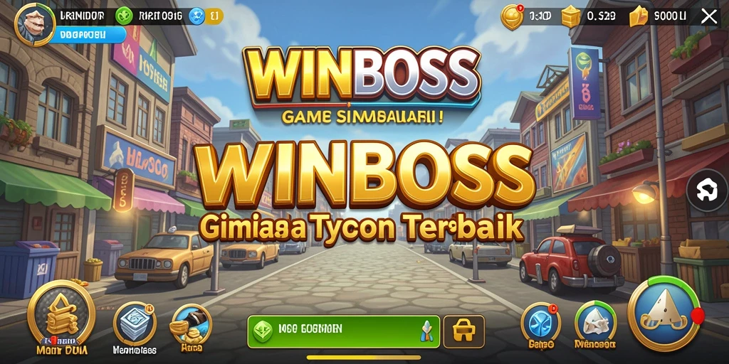 Screenshot gameplay WINBOSS menampilkan dunia bisnis yang dinamis.